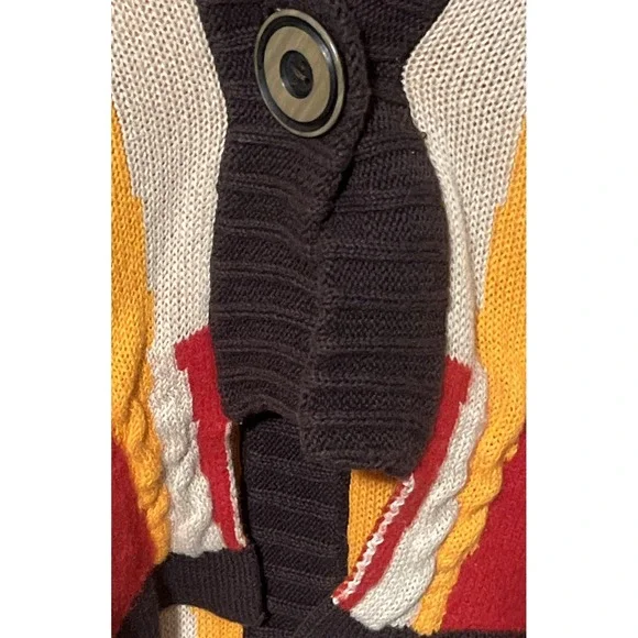 Anthropologie Wool Blend Sparrow Cardigan Sweater Women's M Geometric Brown Red - Picture 8 of 13